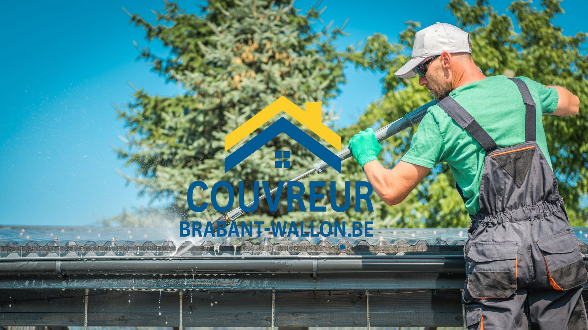 Nettoyage de toiture et gouttière sur toiture dans le Brabant wallon